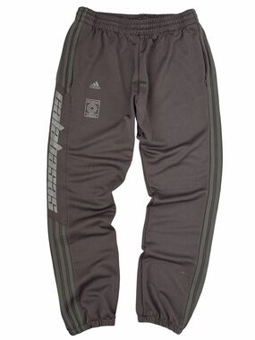 Yeezy Men's Dark Gray Sweatpants with Olive Stripes